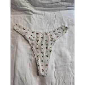 NWOT Vintage 90’s Rose Print Waffle-Knit Thong Panty – Size S/5
